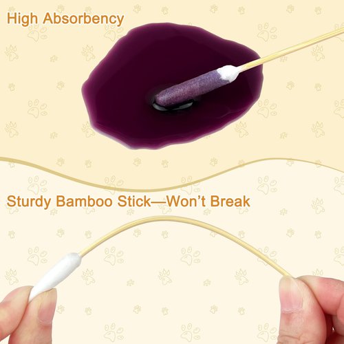 100 Pcs Large Cotton Swabs for Pet Care, 6 Inch Long Cotton Swabs with Bamboo Handle, Professional Dog Ear Swabs, Absorbency Big Cotton Tips, Pet Cleaning Solution Supplies