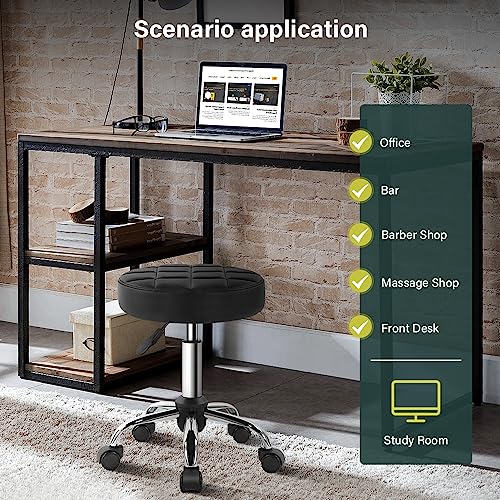 Black Classic Swivel Stool with Wheel for Salon Work Home SPA Shop Height-Adjustable and Cost-Effective Rolling Stool Chair Small