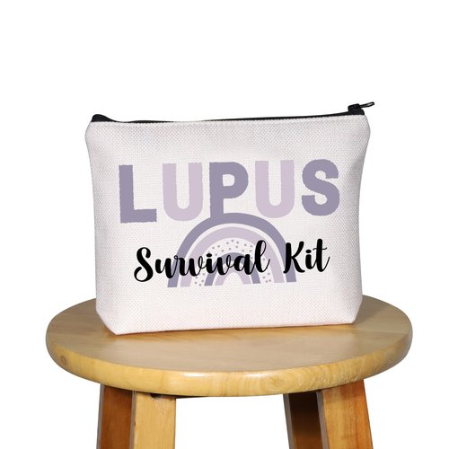 G2TUP Lupus Awareness Gift Lupus Survival Kit Makeup Bag Lupus Warrior Cosmetic Bag Lupus Support Gift Chronic Illness Gift (Lupus Survival Kit MB)