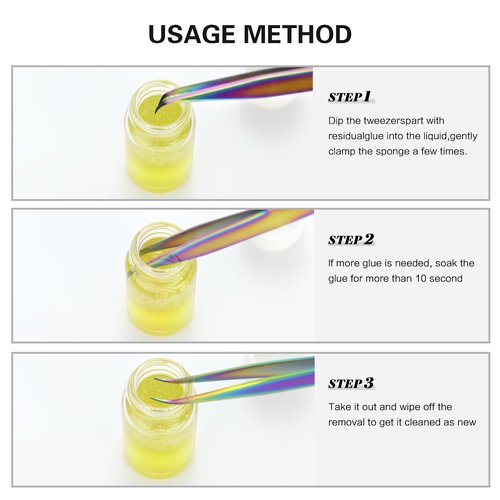 Eyelash Extensions Tweezer Cleaner/Liquid Glue Remover and Sponge Ball For Lash Extension Tools Tweezers for Eyelash Extensions