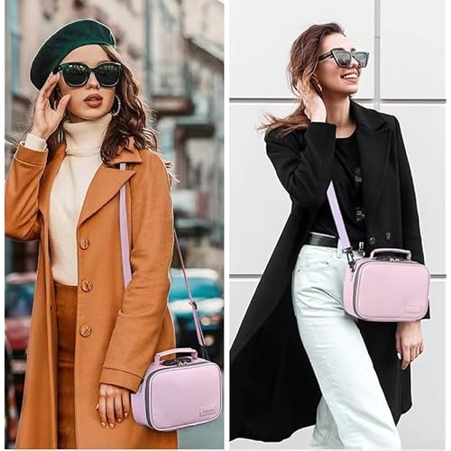 PU Leather Storage Bag with 10 PCS Accessories, Portble Organizers Locking Box Case and Great Gift for Women, Childproof Storage Container Box 9 X 6 X 4 Inches (Pink)