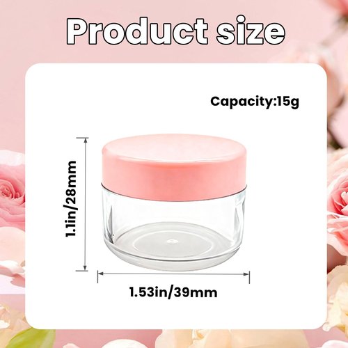 Clear Plastic Cosmetic Jars with White Lids (Pink)