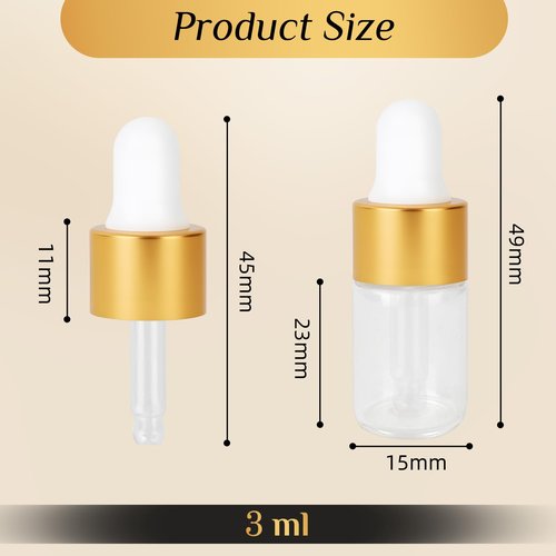 AGZHTYJQ 36pcs 3ml Mini Cuticle Oil Dropper Bottle Serum Travel Container Clear Glass Dropper Bottle For Perfume Cosmetics Liquid Aromatherapy Lab Sample Bottles With 2 Droppers