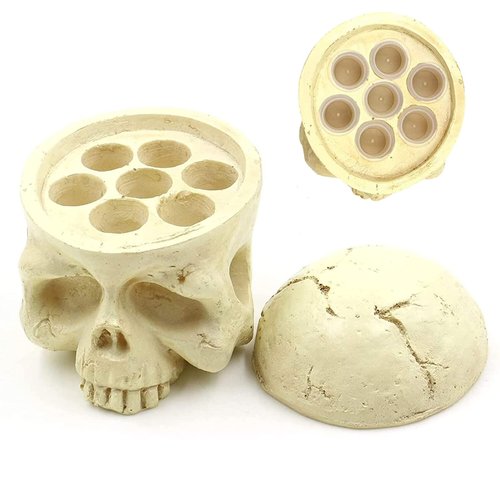 Skull Tattoo Ink Cup Holder - Yangna Skull Head Tattoo Ink Cap Holder 7 Holes Stand Hard Resin Pigment Cap Holder