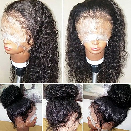JYZ Full Lace Human Hair Wigs Burmese Wet Curly Hair 150% Density Raw Human Hair Full Lace Wigs Human Raw Hair Plucked Bleached Knots with Baby Hair 12 Inch Free Part