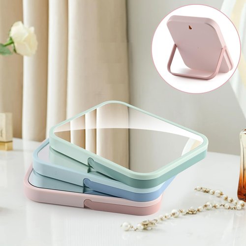 Tooackl Magnetic Locker Mirror 7 x 6 inches Table Mirror with Foldable Stand and Hanging Hole for Shaving and Travelling, Perfect for Dorm Room Cabinets, Refrigerator, Office.