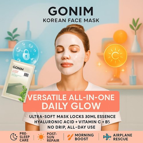 GONIM Face Mask Korean Skin Care with Hyaluronic Acid Serum & Collagen Activation, Hydrating Face Masks Skincare with Vitamin C, Moisturizing Sheet Mask for All Skin, Korean Face Mask 15 Sheets