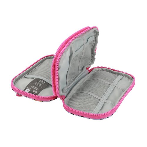 Bioworld Hello Kitty Flying Saucer Print 4" Pink & Purple Tech Cable Organizer Travel Case