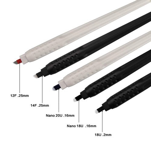 10pcs Disposable Microblading Pen 18U Nano Blades 0.16mm with Microblading Pen 18U 0.16mm Blades disposable blister package (10pcs-U18-Nano 0.16mm)