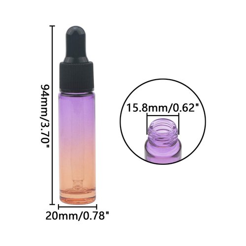 Ellbest 14pcs 10ml Essential Oil Glass Dropper Bottle Colorful Glass Vilas with Eye Dropper for Travel, Carrying Outside (Purple Orange Gradient)