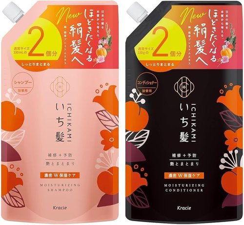 Ichi-kami Moisturizing Hair Wash & Conditioner Refil Set 660ml And 660g 2024 Renewal Version
