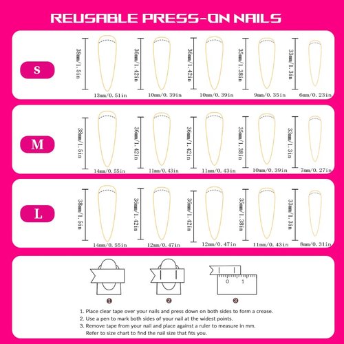 Tmani 10pc/set Long Handmade Press On Nail Hot Girl's Long Nails Ten Kinds of Natural Crystal Stone Decoration Fake Nails Suitable For Girls Festival Parties and Birthday Gift(442,M)