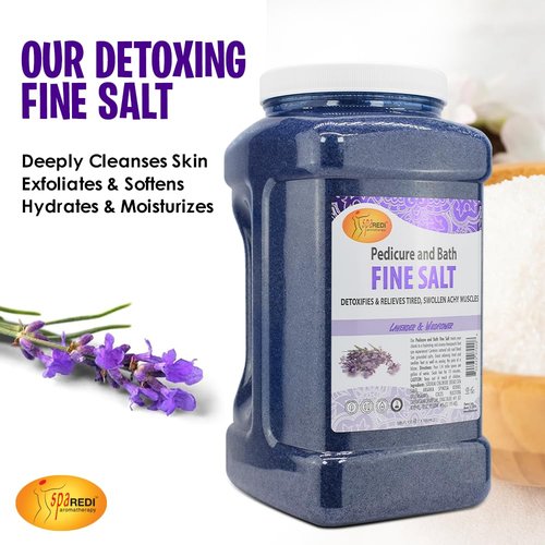 SPA REDI - Detox Foot Soak Pedicure and Bath Fine Salt, Lavender and Wildflower, 128 Oz - Made with Dead Sea Salts, Argan Oil, Coconut Oil, and Essential Oil, Hydrates, Softens and Moisturizes