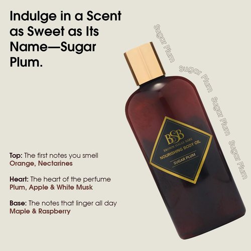 Brown Sugar Babe Sugar Plum Body Oil, Nourishing Scented Oil for Women with Maple and Raspberry Perfume Oils, Skin Care, Paraben Free, Perfume Body-Oil, Made in USA