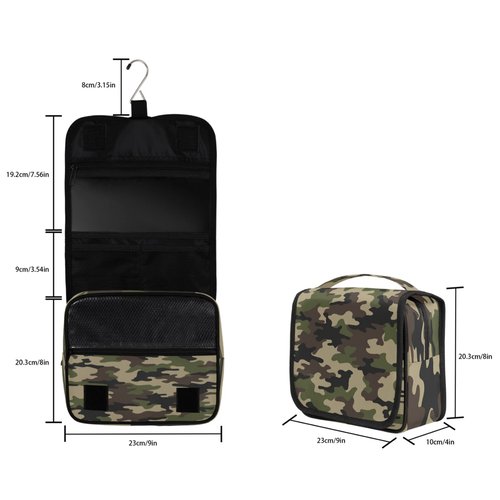 Bardic Green Camouflage Hanging Toiletry Bag Portable Hanging Travel Makeup Bags Waterproof Large Cosmetic Bag Travel Toiletry Kit for Women Girls