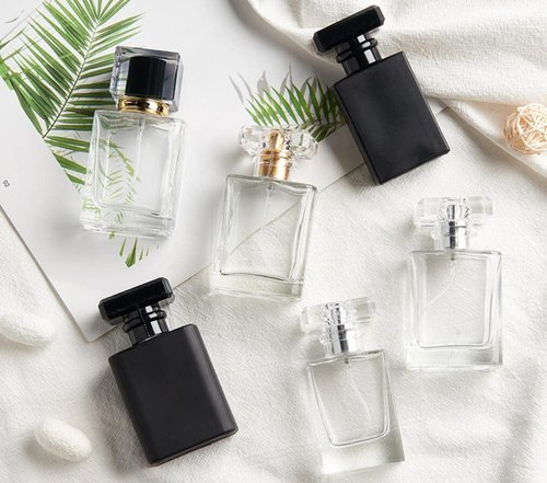 30ML Glass Perfume Bottles Empty Spray Perfume Bottles Square Refillable Portable Empty Refillable Perfume Atomizer Vials Reusable Cosmetic Containers for Perfume Essential Oils Liquids,10 Pack (Clear)