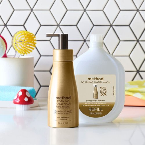 Method Premium Foaming Hand Wash Refill, Ylang Ylang + Hyacinth, Recyclable Bottles, 28 fl oz (Pack of 4)