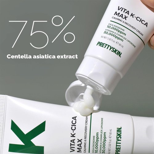 PRETTYSKIN Cica Exosome Soothing Cream with 75% Centella Asiatica Extract, Vitamin K Complex, and Hyaluronic Acid – Gentle Hydration for Sensitive Skin (2.02 fl.oz / 60ml)