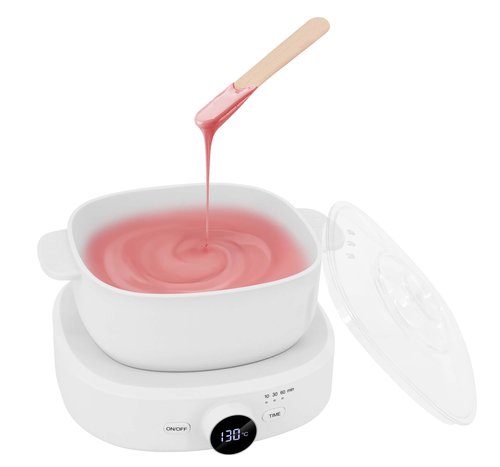 Wax Warmer for Hair Removal, Adjustable Temperature, Digital Display Professional Hot Wax Warmer Pot with Silicone Bowl, Timer setting，white