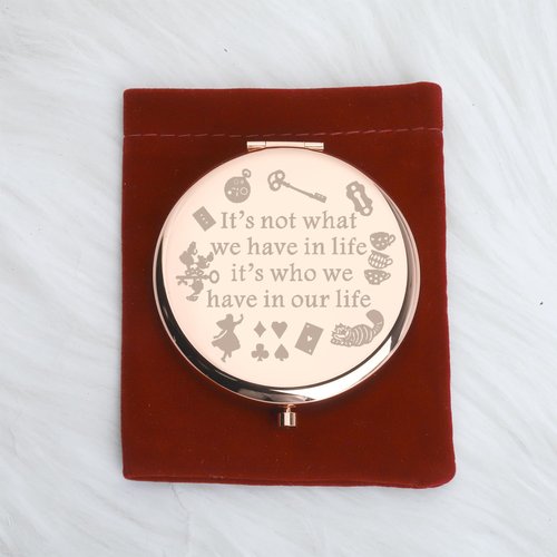 WUSUANED Princess Fans Makeup Mirror It’s Not What We Have in Life It’s Who We Have in Our Life Jewelry Cartoon Friendship Gift