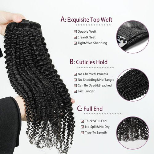 KRN Clip in Real Human Hair, 136g 8pcs Natural Black Hair Extensions Clip ins for Black Women Full And Thick Kinky Curly Clip in Human Hair Extensions 20 Clips Easy to Wear 14 Inch