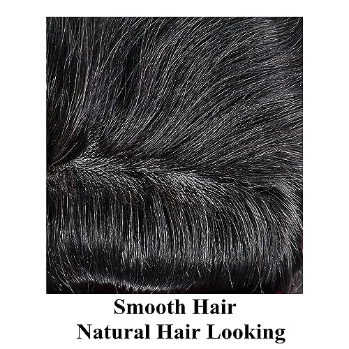 Toupee For Men Human Hair Replcement System For Mens Toupee Hair Piece PU Skin Men's Toupee Hairpieces 8X10#1B Off Black