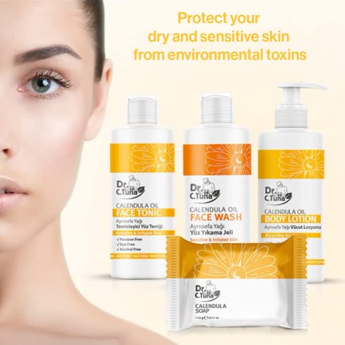 FARMASi Dr. C. Tuna Calendula Soap, Soothes Dry, Hydrating Skin Care, Face & Body Soap 4.41 Oz (Pack of 3)