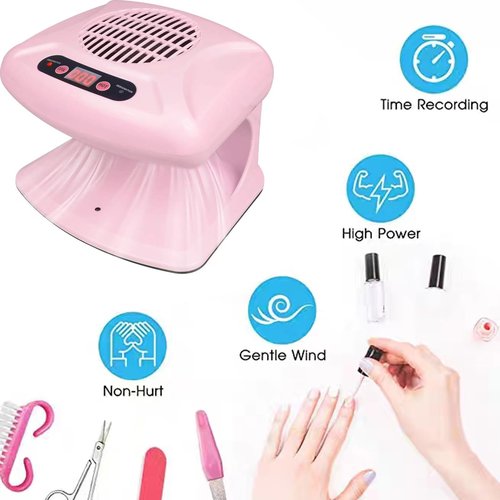 GGAIFbp Nail Dryer for Regular Polish 300W 2 in 1 Nail Drying Fan with Auto Sensor Hot and Cold Air Professional Nail Dryer for Manicure Salon and Daily Home Use(Pink)