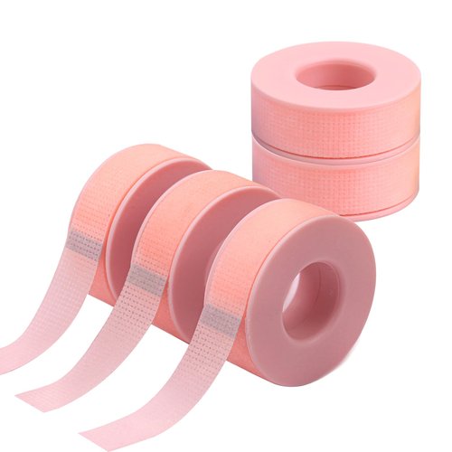 Lash Tape for Eyelash Extensions - Silicone Gel Eyelash Tape Eyelash Extension Tape for Sensitive Skin Pain Free Removal Breathable Micro Eyelash Extension Supplies（0.49in x 3.94yd，5Rolls Pink）