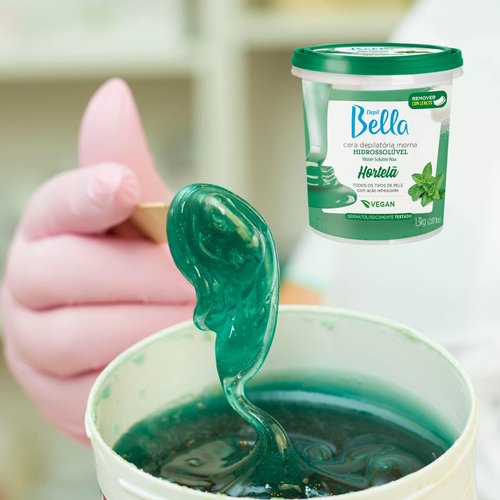 Depil Bella Brazilian Paste Full Body Sugar Wax Mint | Hair Removal for Professional or Personal Use | 100% Natural, Vegan, Organic | For All Skin Types | 2.87lbs