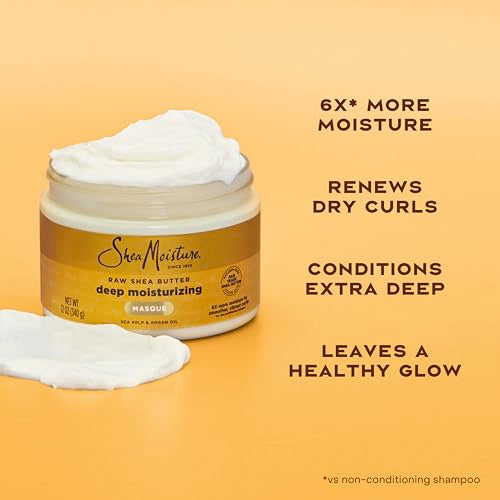 SheaMoisture Raw Shea Butter Deep Moisturizing Hair Masque, 11.5 fl oz - Deep Conditioner for Curly Hair to Moisturize and Renew, Sustainable, Organic, Cruelty-Free