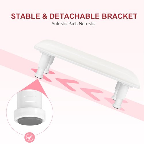 Arm Rest for Nails Tech,Height Adjustable Nail Arm Rest Stand,Cleanable Leather Hand Rest Holder Pillow,Manicure Armrest with Detachable Plastic Legs,Anti-slip