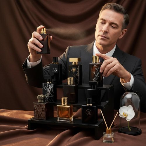 Nestoniyun 3/4-tier cologne stand for men - Wooden perfume organizer with Anti-slip Washers, Display Risers for Makeup, Figures, Cupcake, Dessert, cologne organizer for Men, perfume stand