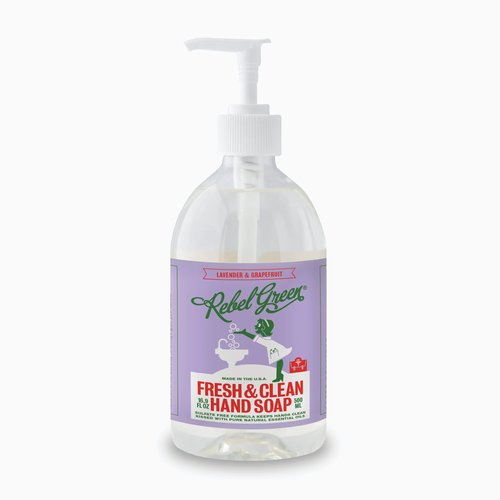 Rebel Green Liquid Hand Soap - Moisturizing Natural Bathroom & Kitchen Liquid Soap - Gentle Household Hand Wash (Lavender & Grapefruit, 16.90 Fl Oz (Pack of 4))