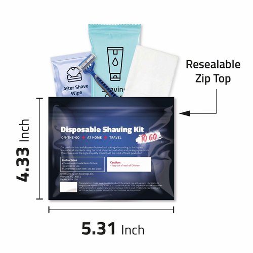 On-the-Go Shaving Kit – Disposable Razor, Shaving Cream, Washcloth & Aftershave Wipe – Travel Friendly, Grooming Essentials for Hygiene when on the Go - Black (5)