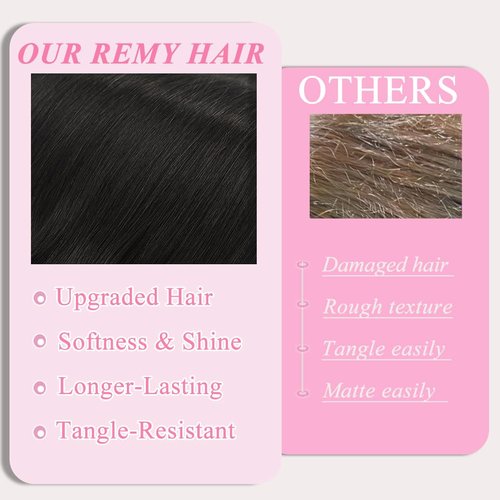 Clip in Hair Extensions Real Human Hair, 7Pcs 16 Inch Double Weft Seamless Invisible Human Hair Clip in Extensions, 85g Natural Black Straight Human Hair Extensions 100% Brazilian Remy Human Hair