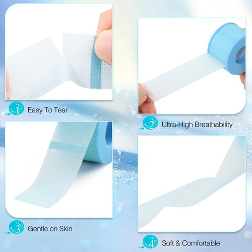 LZM Gel Lash Tape Eyelash Extensions- Eyelash Tape Silicone Gel Eyelash Extension Tape for Sensitive Skin Pain-Free Removal Breathable Lash Extensions Tape (1 Roll-1in × 4yd,Blue)