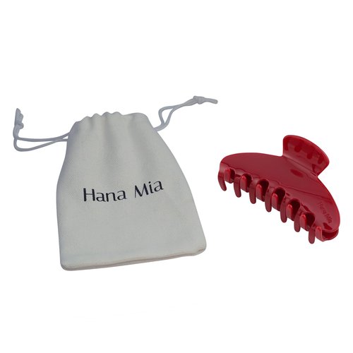 Hana Mia Premium Durable Acetate Hair Claw - 4 Inch Red Claw Clip For Women | Cute Clip For Thick Or Thin Hair | Large Hair Claws | (Red)