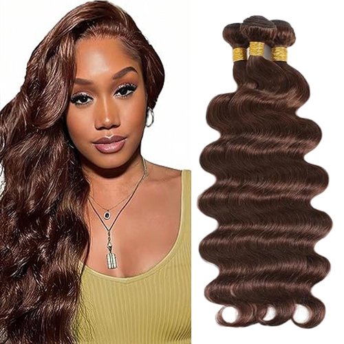Labamiya Human Hair Bundles 12 14 16 Inch Chocolate Brown 4# Body Wave Bundles Human Hair 12A Unprocessed Soft Sewn In Wave Hair for Black Women with Double Weft