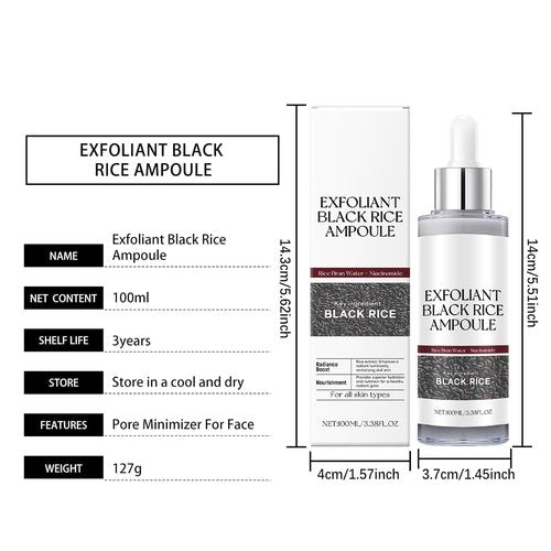 BEBIR Peel Shot Glow Rice Ampoule Duo–2 PCS White & Black Rice Facial Serum Lightweight Hydrating Formula for All Skin Facial Exfoliator Pore Refining Dead Skin Cells Remover