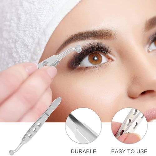 Stainless Steel Meibomian Gland Expressor Professional Eyelid Massage Tweezers Eyelid Tip for Dry Eyes, Round Tip
