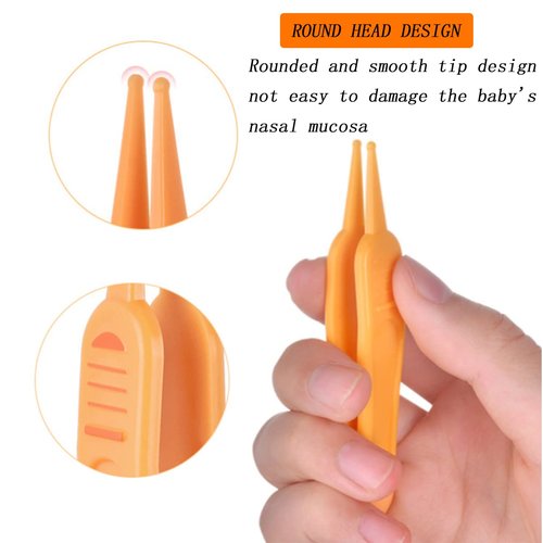 YIUIRUOI 4 Pieces of Cleaning Tweezers with Round Plastic Tips Used for Cleaning Ear Canals, Nasal Passages, and Umbilical Dirt.