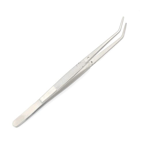 OdontoMed2011® Heavy Duty 6 inches Stainless Steel College Tweezers Curved Tips All-purpose Forceps Professional Tweezers Tongs and Comfortable Ridged Handle for Crafting Repairing General Purpose
