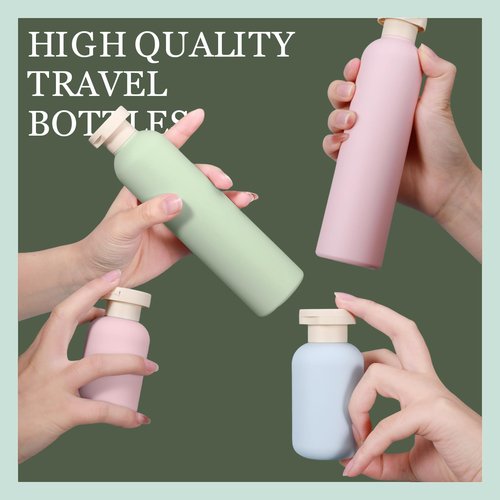 ASEVAT 8.8oz 3Pcs Plastic Refillable Travel Shampoo and Conditioner Bottles Refillable Travel Bottle with Flip Cap Plastic Shampoo and Conditioner Bottles