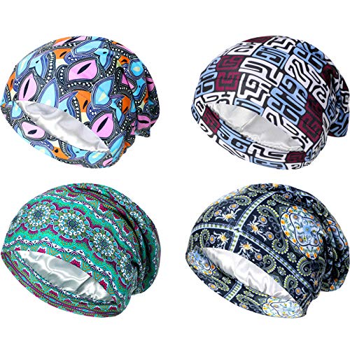 Geyoga 4 Pcs Women's Chemo Hat Slouchy Beanie Cancer Headwear Head Wraps Sleeping Turban Hats Head Scarf for Cancer Patient