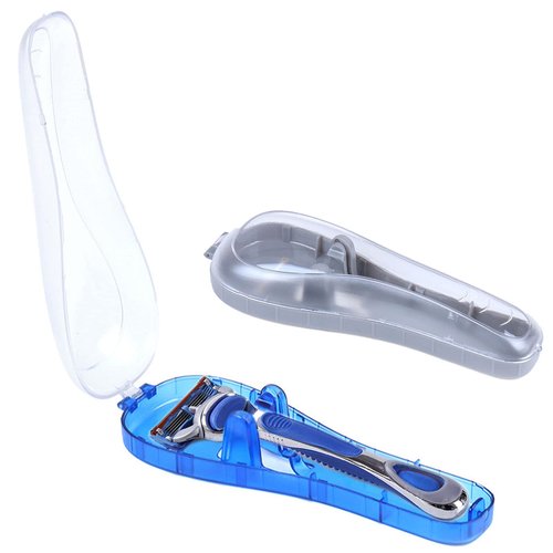 LinMei 2PCS Razor Case Compatible with Gillette Fusion Proglide Fusion Manual Razor Travel Protector Case (Blue+Grey)