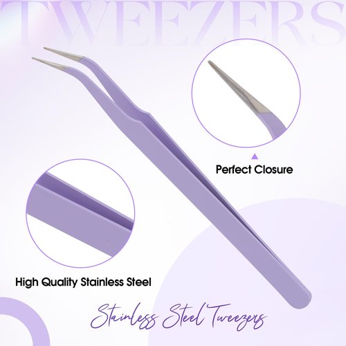 WENDY Lash Tweezers for Eyelash Extensions, Precision Fiber Stainless Steel Lash Applicator Tool for False Eyelashes, Precision Fiber Mega Volume lash-tweezers Use at Home