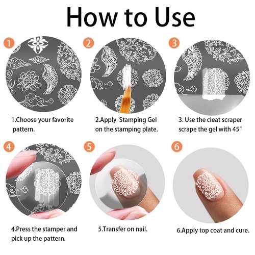 PH PandaHall 3pcs Chinese Porcelain Nail Stamping Plates Dragon Phoenix Patterns Nail Art Templates Pottery Texture Nail Art Stencils Flower Nail Image Plates for Women Nail Design Salon 4.7x2.3 Inch