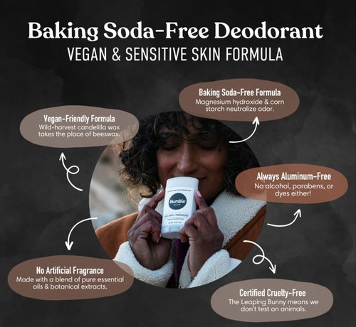 HUMBLE BRANDS Aluminum-Free Deodorant, Vegan and Cruelty- free, Formulated for Sensitive Skin, Simply Unscented, 2.5 Ounce (Pack of 3)