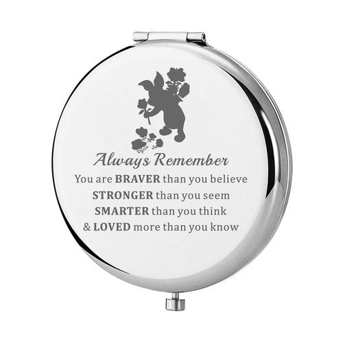KEYCHIN Pig Pocket Mirror Pink Pig Fans Gifts You are Braver Stronger Smarter Than You Think Pig Compact Mirror (Pig-S)